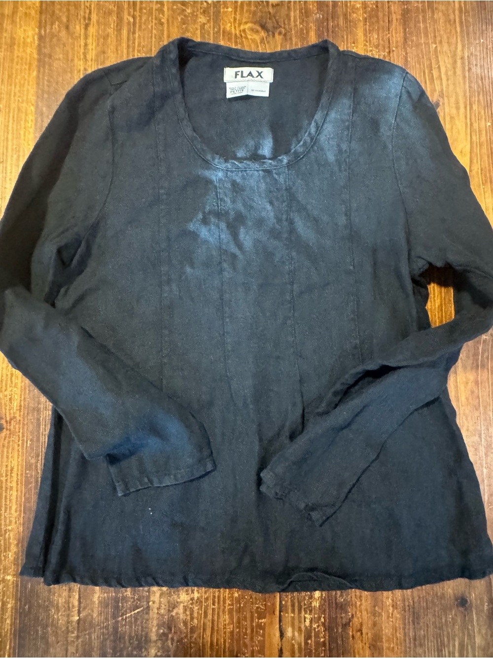 Flax Women's Black Long Sleeve Linen Tee